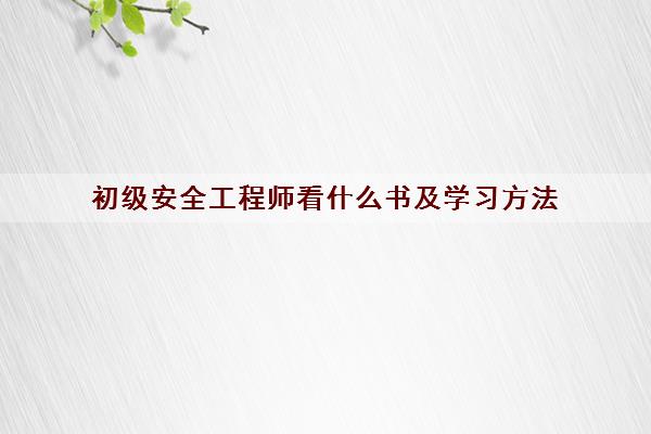 初级安全工程师看什么书及学习方法 初级安全工程师看什么书及学习方法