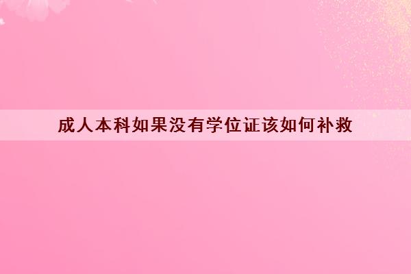 成人本科如果没有学位证该如何补救