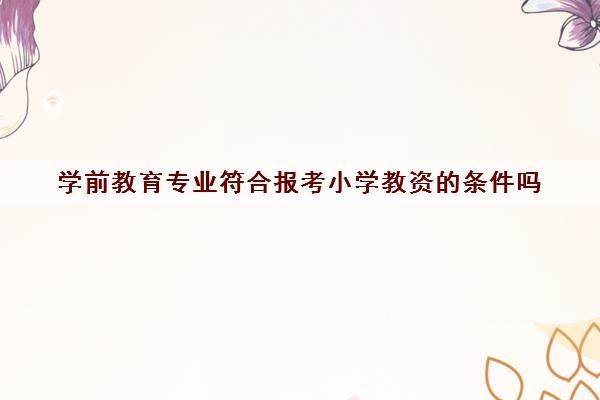 学前教育专业符合报考小学教资的条件吗