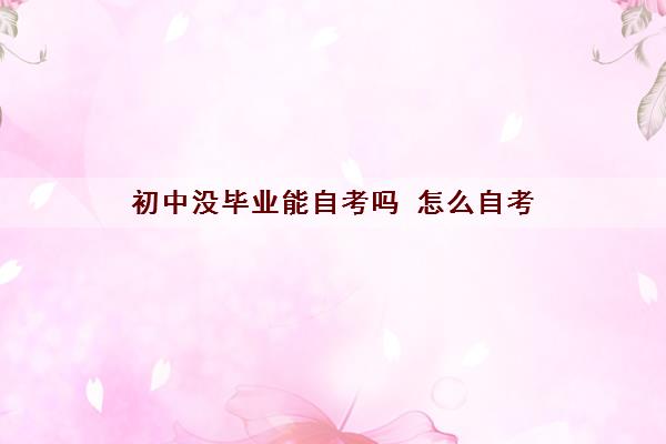 初中没毕业能自考吗 怎么自考