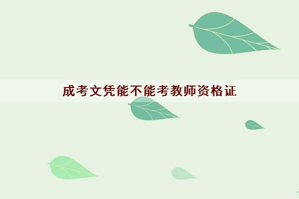 成考文凭能不能考教师资格证