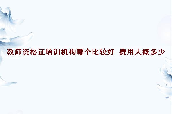 教师资格证培训机构哪个比较好 费用大概多少
