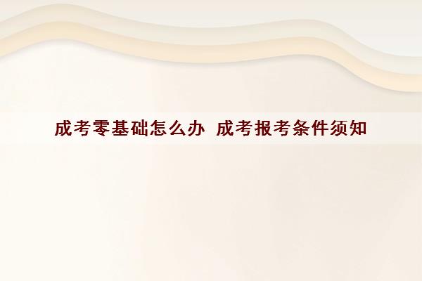 成考零基础怎么办 成考报考条件须知 成考零基础怎么办 成考报考条件须知