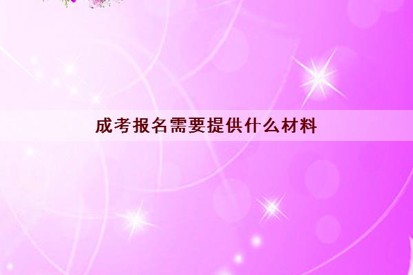 成考报名需要提供什么材料