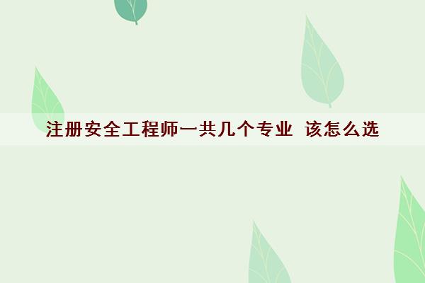 注册安全工程师一共几个专业 该怎么选