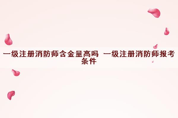 一级注册消防师含金量高吗 一级注册消防师报考条件