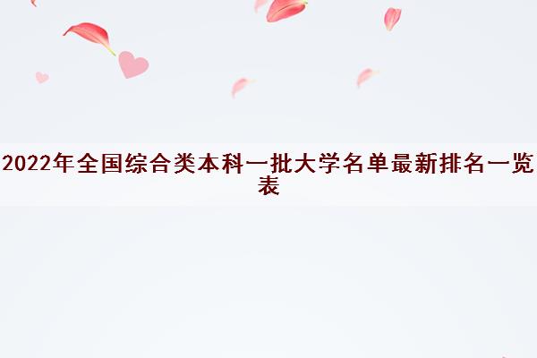 2022年全国综合类本科一批大学名单最新排名一览表