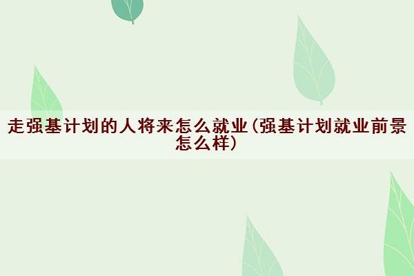 走强基计划的人将来怎么就业(强基计划就业前景怎么样)