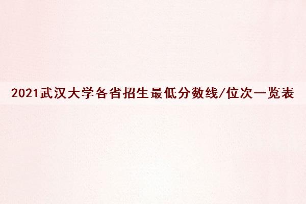 2021武汉大学各省招生最低分数线/位次一览表（2022最新公布）