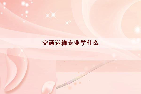 交通运输专业学什么 就业方向是什么