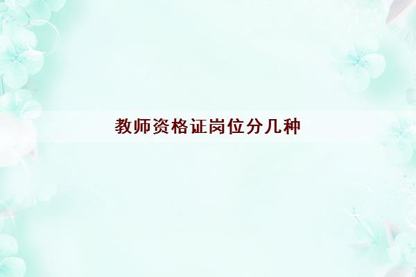 教师资格证岗位分几种(教师资格证的分类)