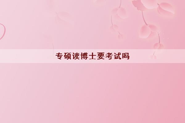 专硕读博士要考试吗(专硕读博能当大学老师吗)