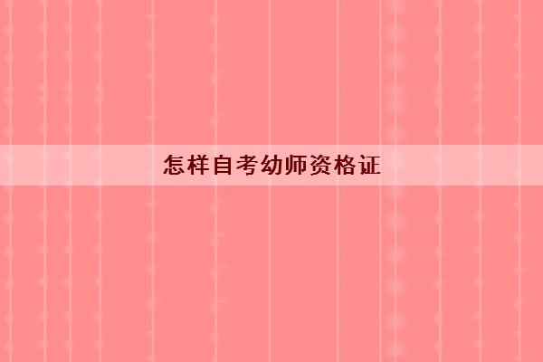 怎样自考幼师资格证(自考幼师的条件汇总)