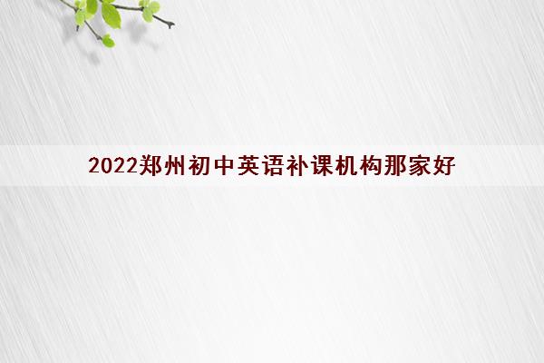 2022郑州初中英语补课机构那家好 2022郑州初中英语补课机构那家好