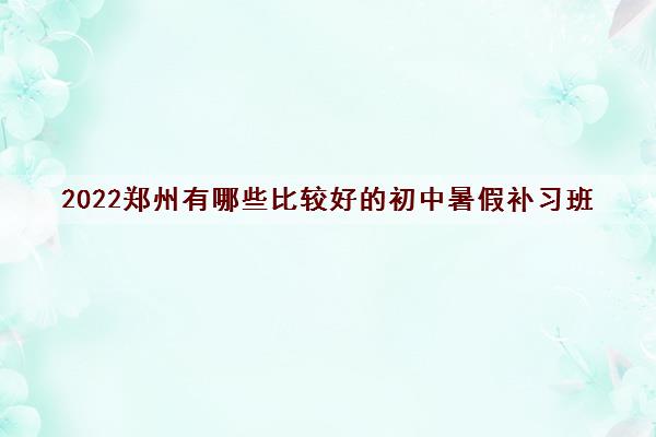 2022郑州有哪些比较好的初中暑假补习班