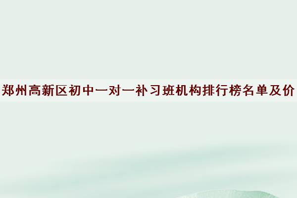 郑州高新区初中一对一补习班机构排行榜名单及价格每小时多少钱