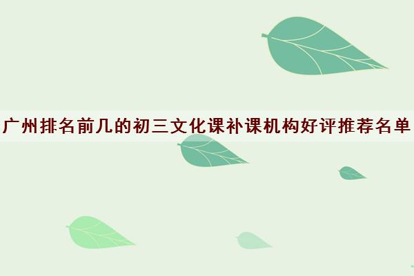 广州排名前几的初三文化课补课机构好评推荐名单