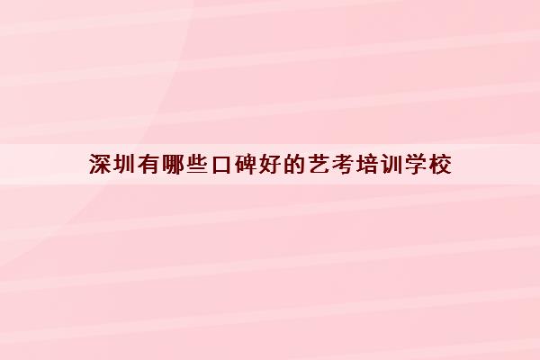 深圳有哪些口碑好的艺考培训学校 深圳艺考培训机构人气排名