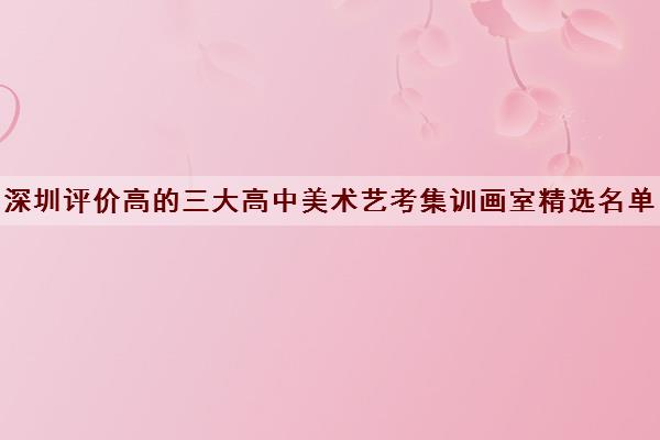 深圳评价高的三大高中美术艺考集训画室精选名单