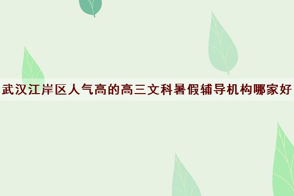 武汉江岸区人气高的高三文科暑假辅导机构哪家好 武汉江岸区人气高的高三文科暑假辅导机构哪家好