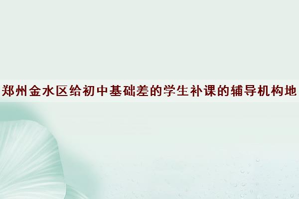 郑州金水区给初中基础差的学生补课的辅导机构地址在哪里