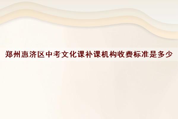 郑州惠济区中考文化课补课机构收费标准是多少 一节课多少钱