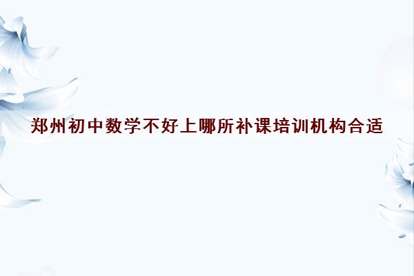郑州初中数学不好上哪所补课培训机构合适
