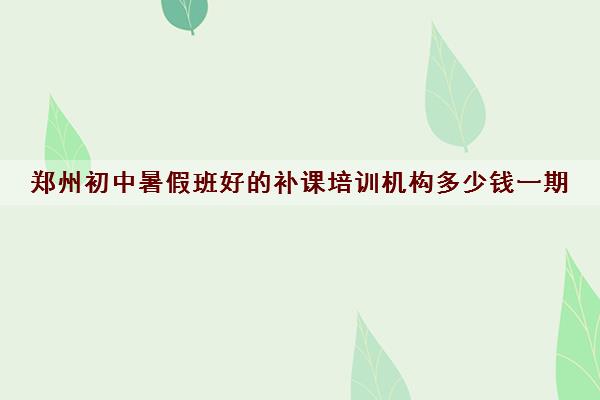 郑州初中暑假班好的补课培训机构多少钱一期