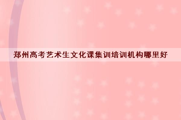 郑州高考艺术生文化课集训培训机构哪里好