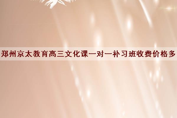 郑州京太教育高三文化课一对一补习班收费价格多少钱