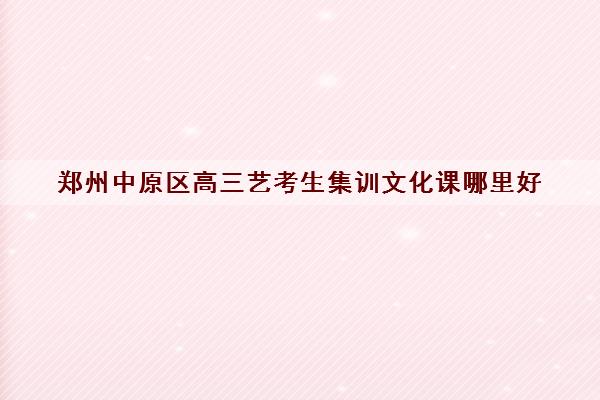 郑州中原区高三艺考生集训文化课哪里好