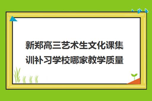 新郑高三艺术生文化课集训补习学校哪家教学质量好