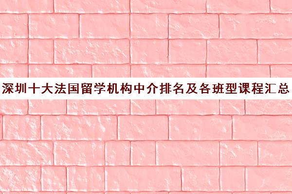 深圳十大法国留学机构中介排名及各班型课程汇总