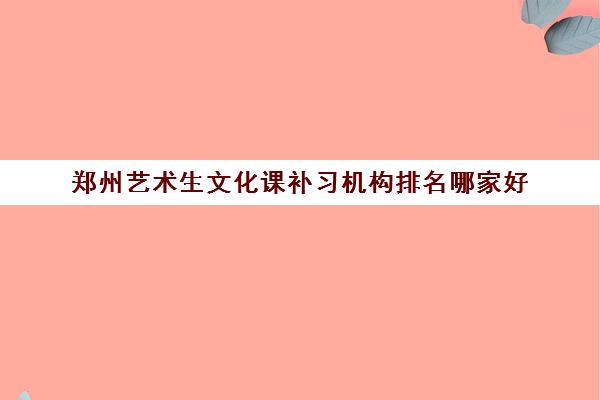 郑州艺术生文化课补习机构排名哪家好