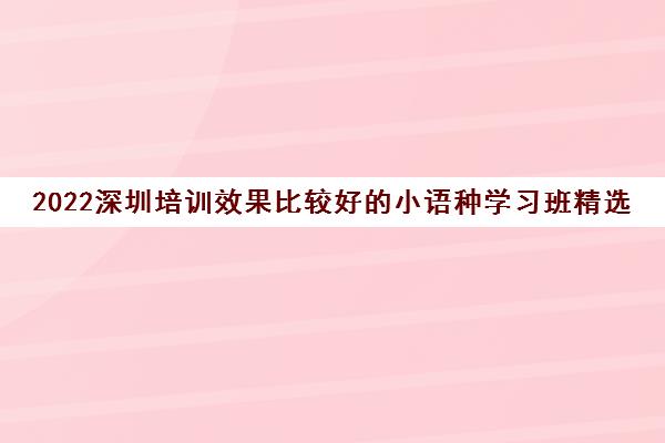 2022深圳培训效果比较好的小语种学习班精选机构
