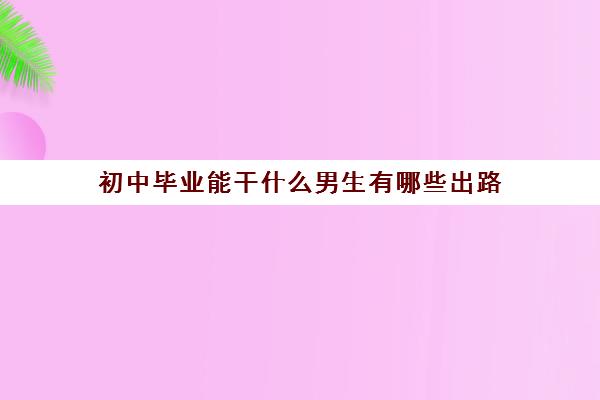 初中毕业能干什么男生有哪些出路