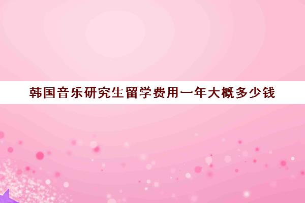 韩国音乐研究生留学费用一年大概多少钱 性价比高吗