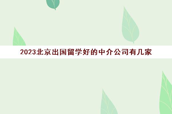 2023北京出国留学好的中介公司有几家 留学中介价格
