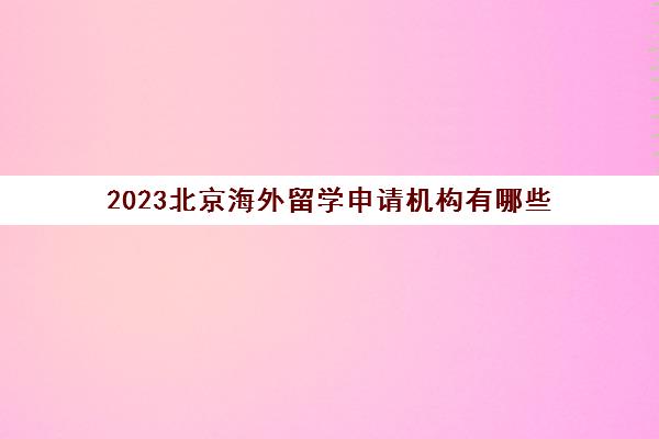 2023北京海外留学申请机构有哪些 出国留学机构推荐