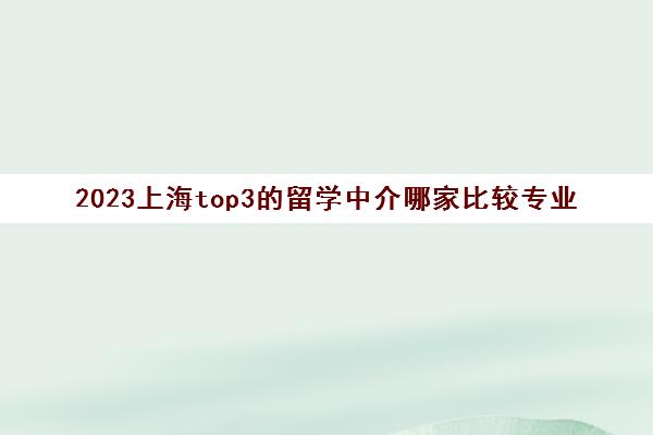 2023上海top3的留学中介哪家比较专业 留学机构价格一览