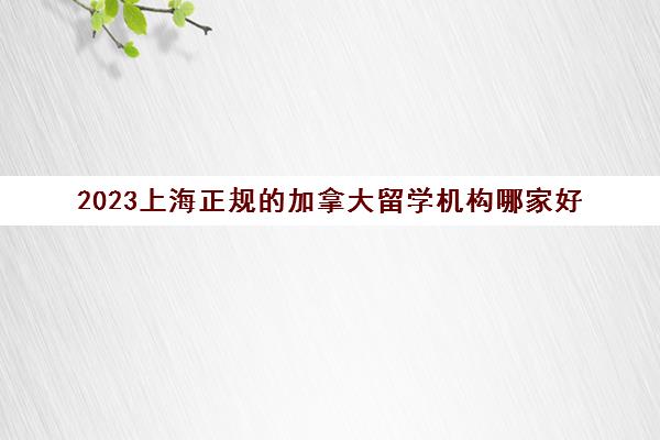 2023上海正规的加拿大留学机构哪家好 留学咨询费多少