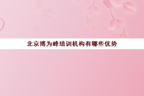 北京博为峰培训机构有哪些优势 北京博为峰培训机构有哪些优势