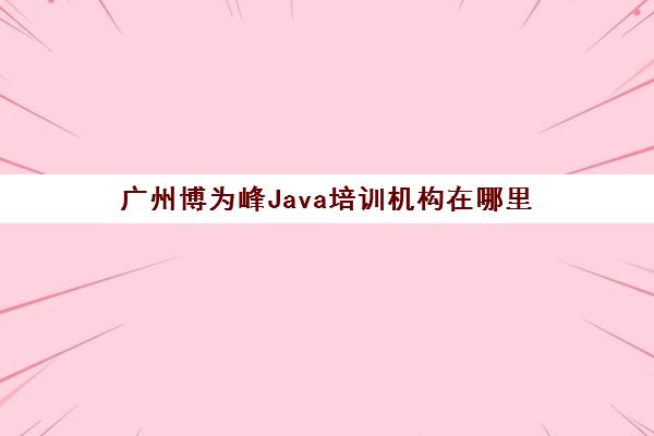 广州博为峰Java培训机构在哪里 实力怎么样