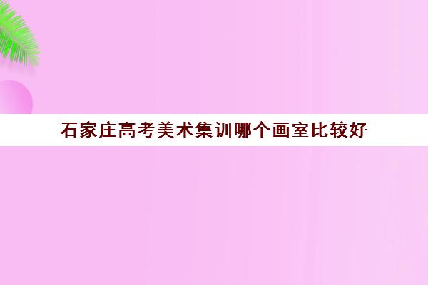 石家庄高考美术集训哪个画室比较好