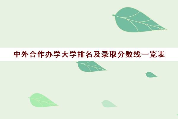 中外合作办学大学排名及录取分数线一览表