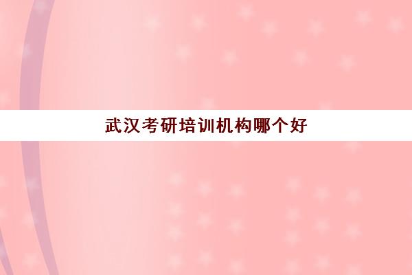 武汉考研培训机构哪个好,正规考研辅导班排名