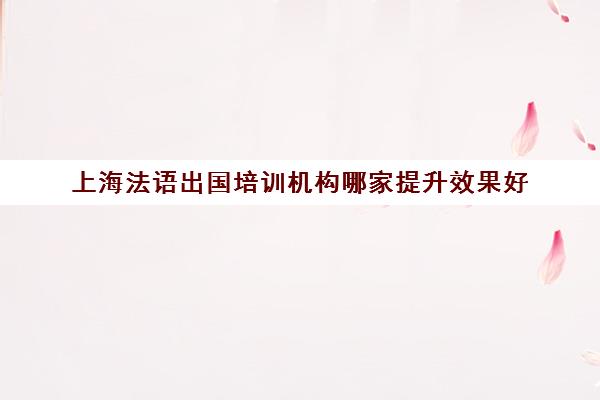 上海法语出国培训机构哪家提升效果好