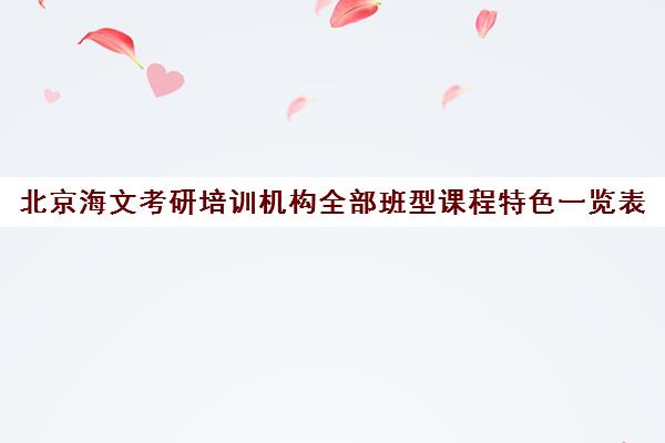 北京海文考研培训机构全部班型课程特色一览表
