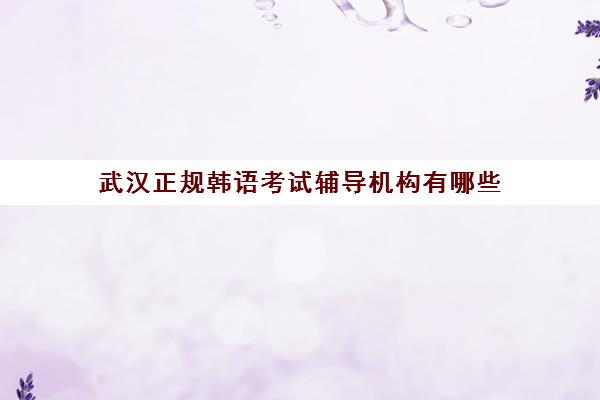 武汉正规韩语考试辅导机构有哪些 韩语机构地址在哪