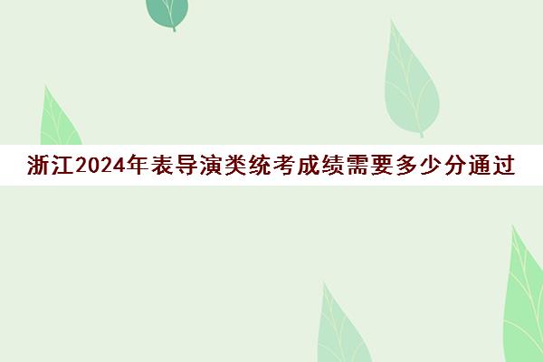 浙江2024年表导演类统考成绩需要多少分通过